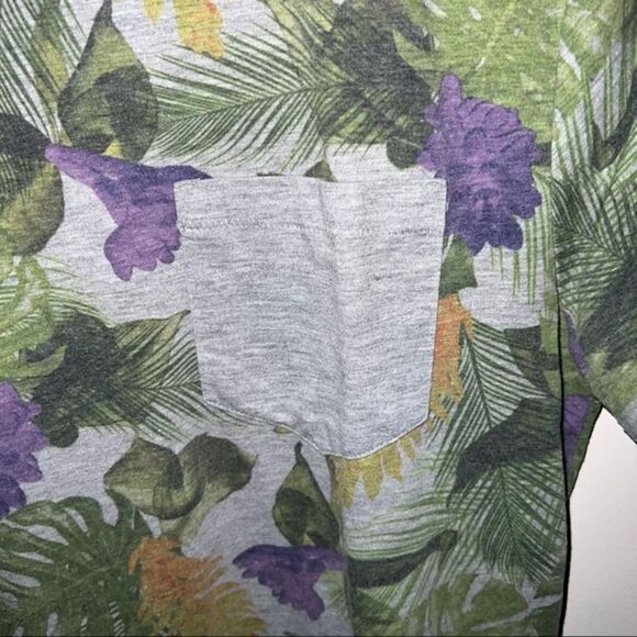 H&M Divided Tropical Leaf Print T-Shirt Gray - Men's Medium - Picture 3 of 4